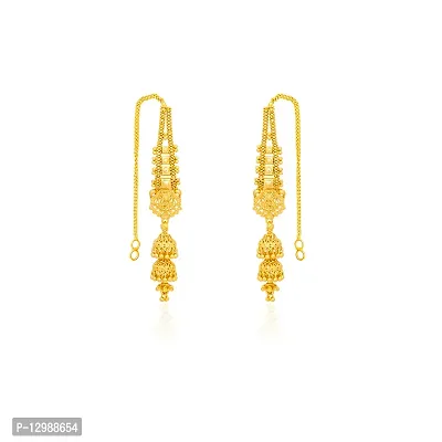 Golden Brass Earrings For Women-thumb0