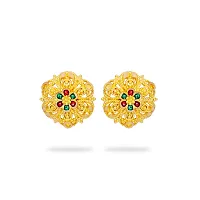 Stylish Fancy Brass And Copper Stud Jumkha Traditional Earrings For Women-thumb1