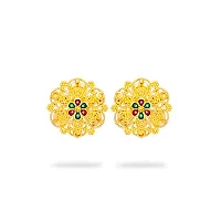 Stylish Fancy Brass And Copper Stud Jumkha Traditional Earrings For Women-thumb1