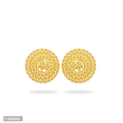 Shimmering Golden Brass And Copper Studs Earrings For Women-thumb0