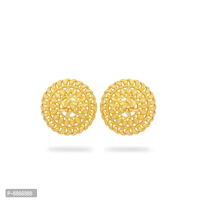 Shimmering Golden Brass And Copper Studs Earrings For Women