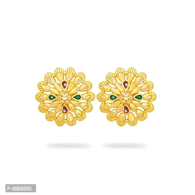 Shimmering Golden Brass And Copper Studs Earrings For Women-thumb0