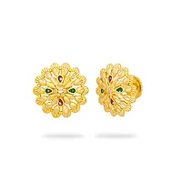 Shimmering Golden Brass And Copper Studs Earrings For Women-thumb1