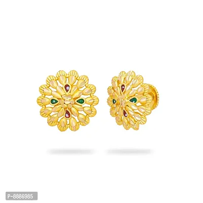 Shimmering Golden Brass And Copper Studs Earrings For Women-thumb2