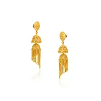 Golden Brass Jhumka Earrings For Women-thumb2