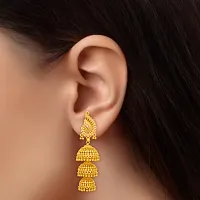 Golden Brass Jhumka Earrings For Women-thumb2