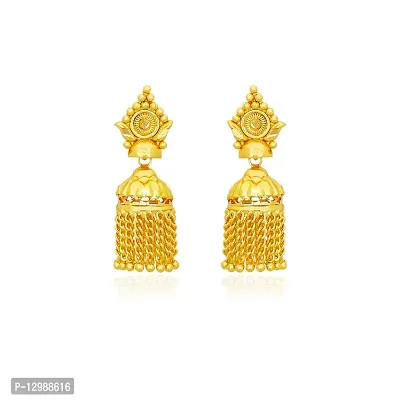 Golden Brass Jhumka Earrings For Women-thumb0