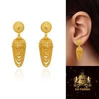 Golden Brass Jhumka Earrings For Women-thumb1