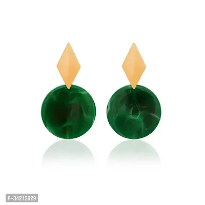 Shimmering Green Brass Drop Earrings For Women And Girls-thumb2