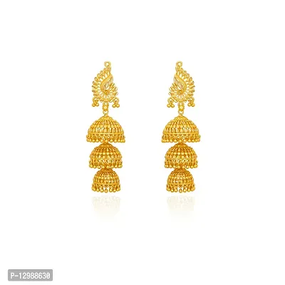 Golden Brass Jhumka Earrings For Women