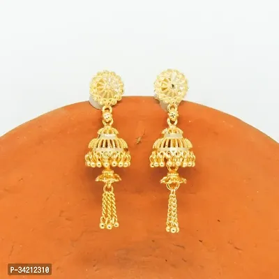 Stylish Golden Brass Jhumkas For Women-thumb0