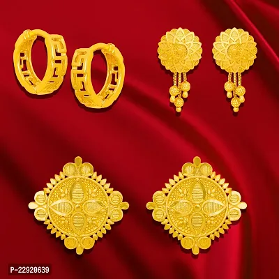 Arch Fashion Premium Trandy Stud Suidhaga Bali Earrings Collection combo of 3 pairs-thumb0