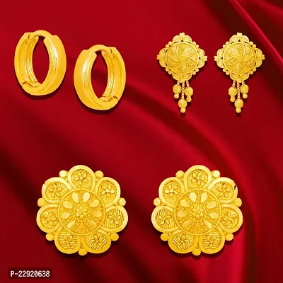 Arch Fashion Premium Trandy Stud Suidhaga Bali Earrings Collection combo of 3 pairs-thumb0