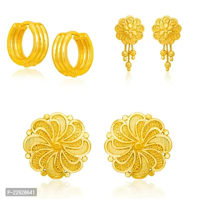 Arch Fashion Premium Trandy Stud Suidhaga Bali Earrings Collection combo of 3 pairs-thumb2