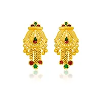 Shimmering Golden Brass Drop Earrings For Women And Girls-thumb1