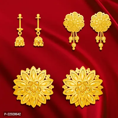Arch Fashion Premium Trandy Stud Suidhaga Bali Earrings Collection combo of 3 pairs-thumb0