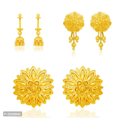 Arch Fashion Premium Trandy Stud Suidhaga Bali Earrings Collection combo of 3 pairs-thumb2