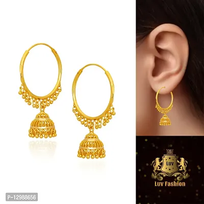 Golden Brass  Earrings For Women-thumb2