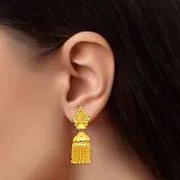 Golden Brass Jhumka Earrings For Women-thumb2