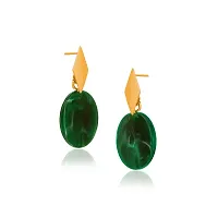 Shimmering Green Brass Drop Earrings For Women And Girls-thumb2