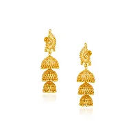 Golden Brass Jhumka Earrings For Women-thumb1