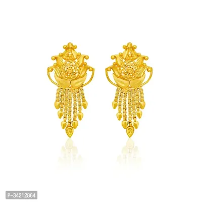 Shimmering Golden Brass Drop Earrings For Women And Girls-thumb3