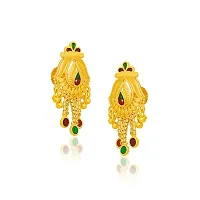 Shimmering Golden Brass Drop Earrings For Women And Girls-thumb2