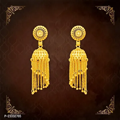 Tradtional Micron Plated Premium Long Wedding Collection Earrings For girls-thumb0