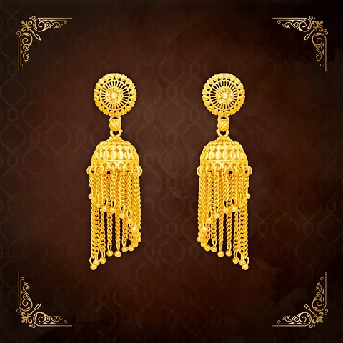 Tradtional Micron Plated Premium Long Wedding Collection Earrings For girls