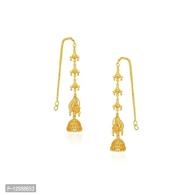 Golden Brass Earrings For Women-thumb0