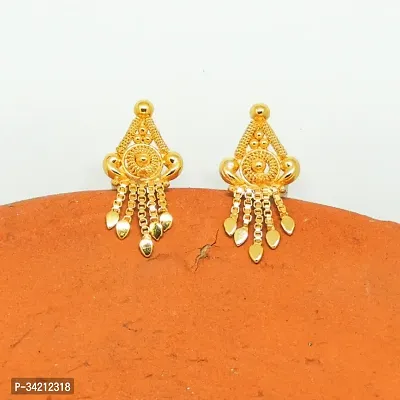 Stylish Golden Brass Studs Earrings For Women