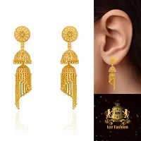 Golden Brass Jhumka Earrings For Women-thumb1