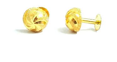 Latest Beautiful Brass Gold Plated Stud Earrings-thumb1