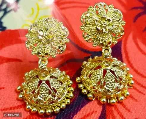 Traditional Gold plated Brass Jhumka Earring for Women-thumb0