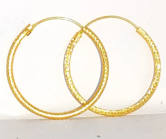 Trendy Golden Brass Hoop Earrings