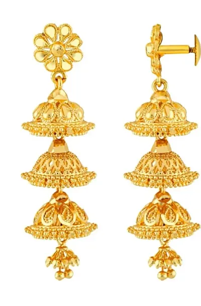 Brass Cubic Zirconia Jhumkas Earrings For Women