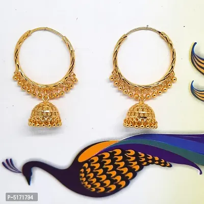 traditional 1gm gold and micron plated  balli with jhumki-thumb2