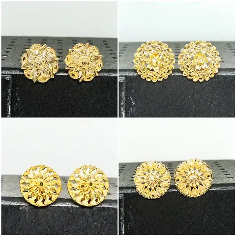 Beautiful Brass Stud Earrings- Combo of 4