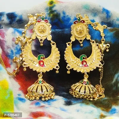 Traditional south screw back gold n micron plated Jhmkha Earring for Women