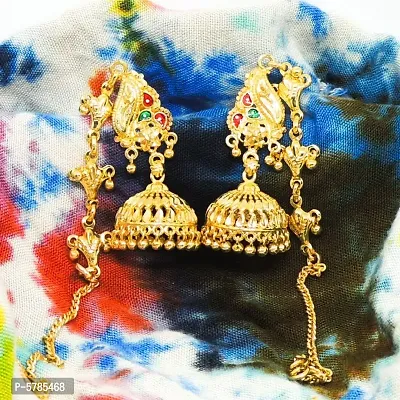 Traditional south screw back gold n micron plated Jhmkha Earring for Women
