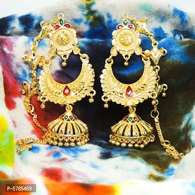 Traditional south screw back gold n micron plated Jhmkha Earring for Women