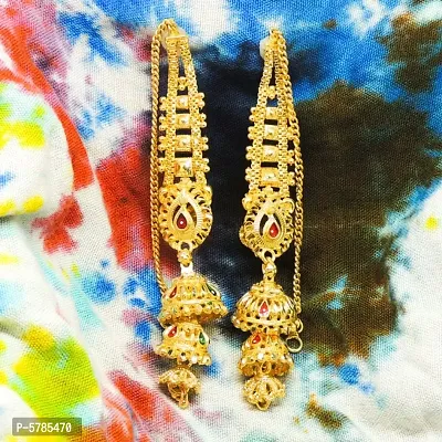 Traditional south screw back gold n micron plated Jhmkha Earring for Women