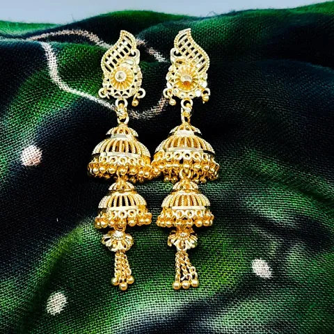 and micron plated V shaped bali jhumki