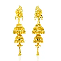 Gold and micron plated V shaped bali jhumki-thumb1