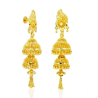 Gold and micron plated V shaped bali jhumki-thumb2