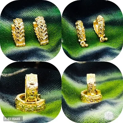 Gold and micron plated V shaped bali COMBO pack of 4