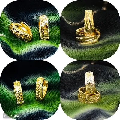 Gold and micron plated V shaped bali COMBO pack of 4