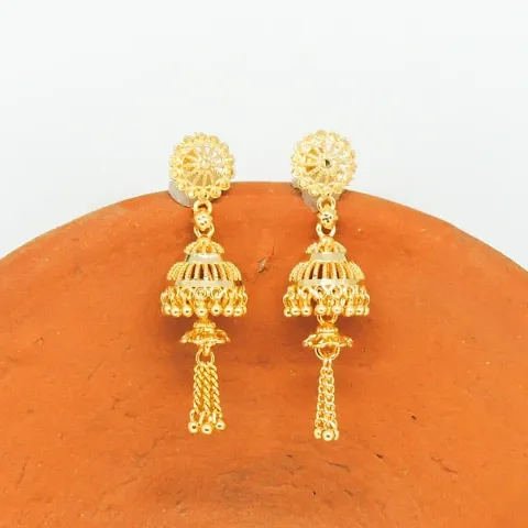 Traditional High quality Golden Brass Earrings for Women