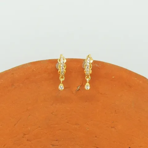 Traditional Golden Brass Earrings for Women