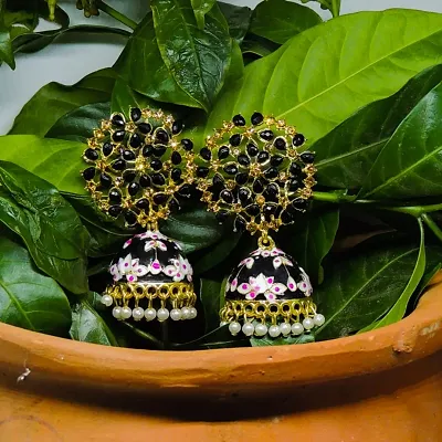 Fashionable Floral Brass Jhumkas